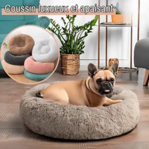 Coussin pour Chien et Chat - En forme Donut Rond, Apaisant, Déhoussable et Lavable